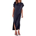 thumbnail image 3 of Kmbangi Robes Longues Noires pour Femmes pour l'Été 2023, Manches Chauve-Souris Courtes Col Rond Fendu Robe de Plage Décontractée, 3 of 8