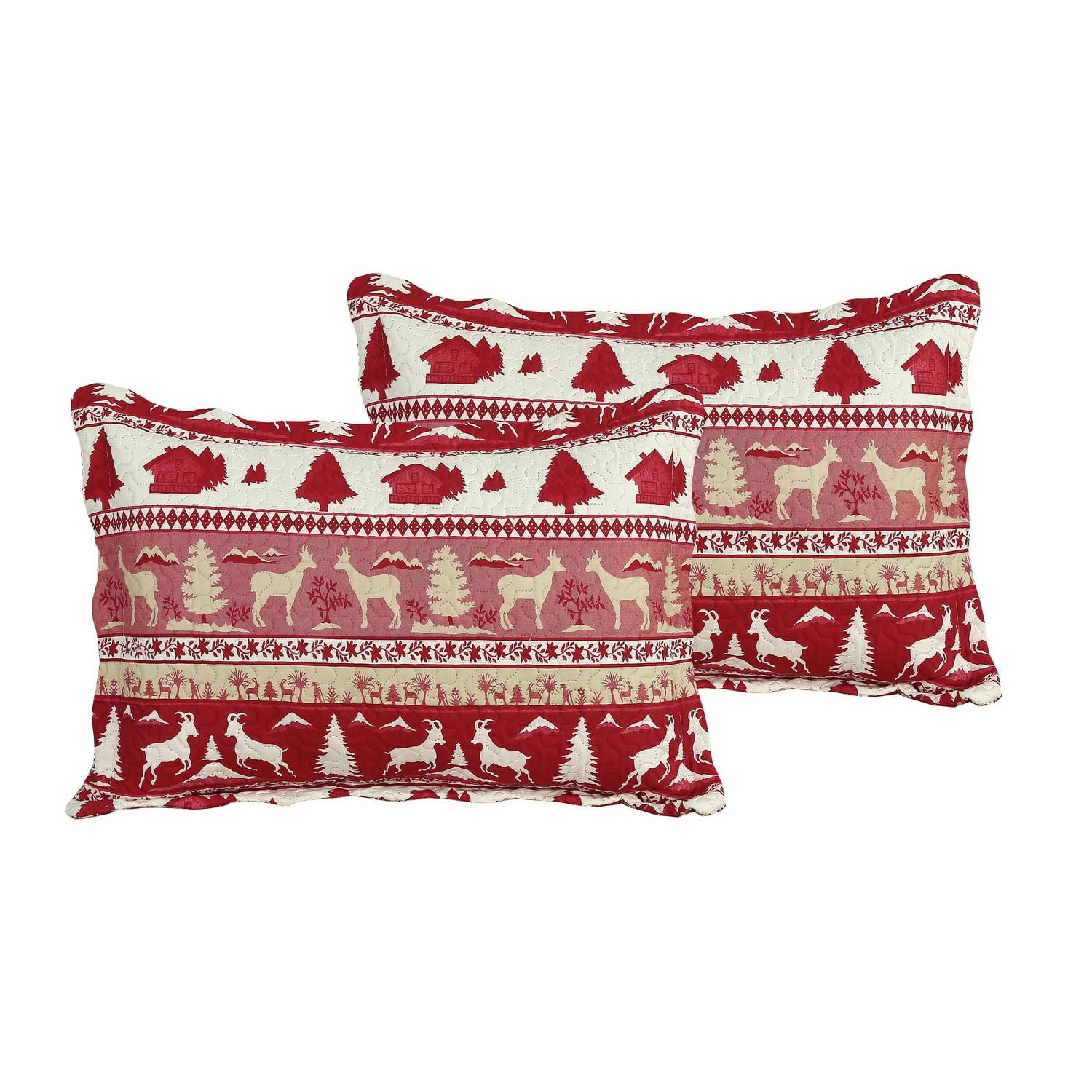 Décor Marina Decoration Ensemble de literie ultra doux avec couvre-lit et taies d'oreiller, motif de chèvre rouge cabine