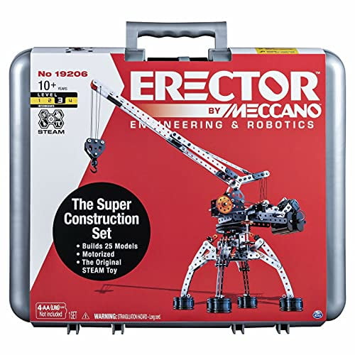 Meccano Erector Super Construction Ensemble de Construction Motorisé 25-en-1, Jouet Éducatif à Vapeur, 638 Pcs, pour 10 Ans et Plus