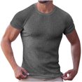 thumbnail image 2 of Styesk T-Shirts pour Homme T-shirt Décontracté pour Homme Mode Couleur Unie Col Rond T-shirt à Manches Courtes Haut/chemise à Col Rond, 2 of 7