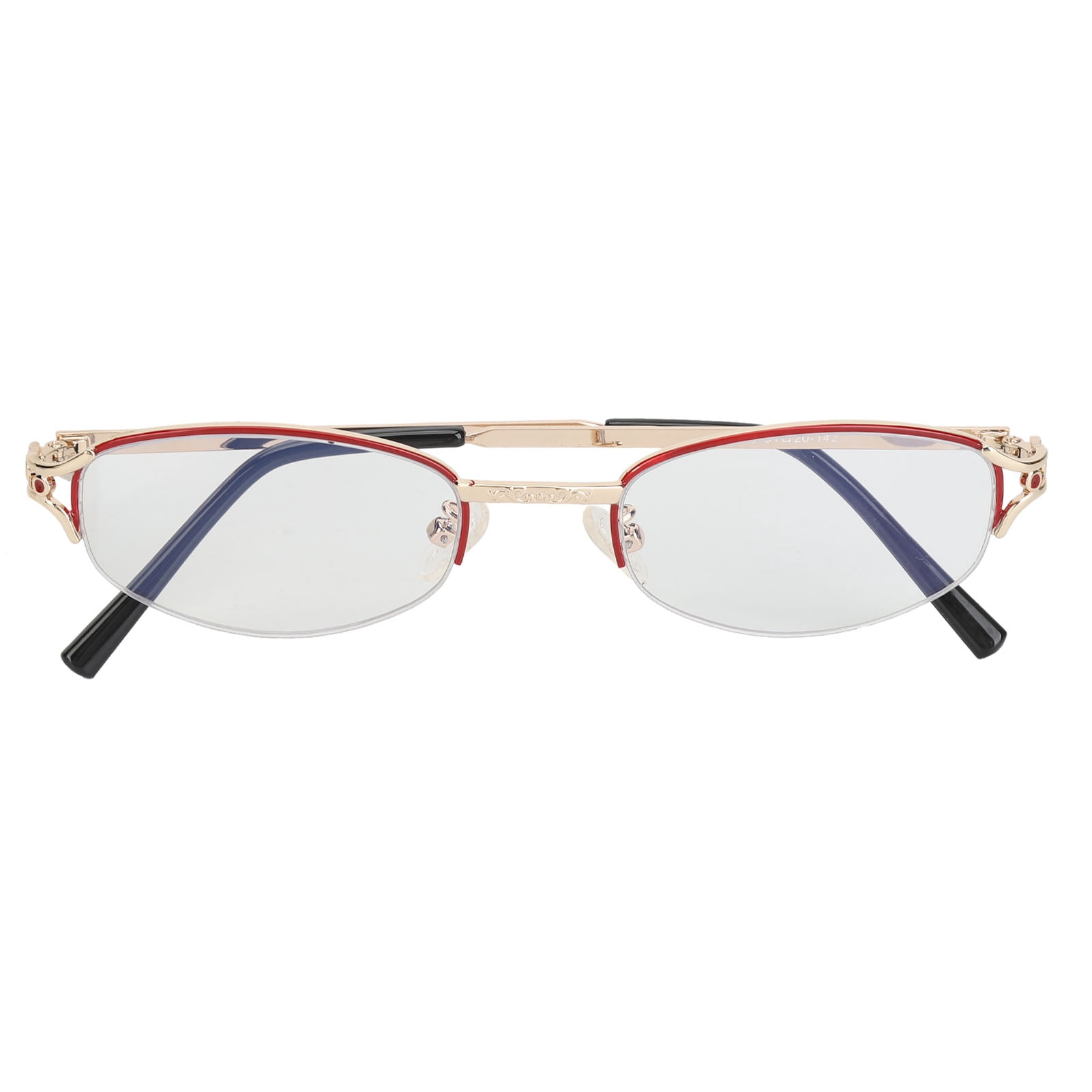 Multifocus Reading Glasses, Resin High Definition Metal Multifocus Reading Glasses Embossed Pattern Visual Abatement  for Daily +200 Reddish Gold  Frame