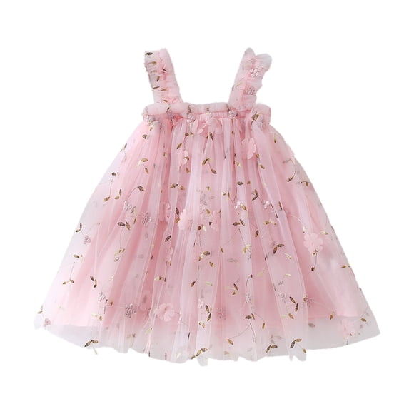 AJIWYH Princess Tutu Girls Sleeveless Embroider Dress Dance Party Floral Dresses Clothes Baby Girl Summer Clothes Pink for 18-24 Months