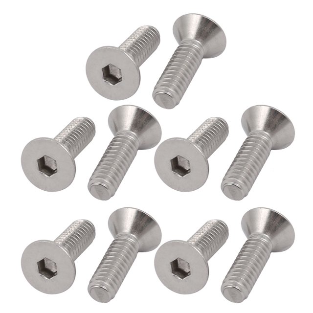 Unique Bargains 1/4-20 x 7/8' 304 Stainless Steel Flat Head Hex Socket Cap Screw 10pcs