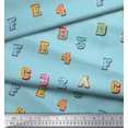 thumbnail image 2 of Soimoi Georgette Viscose Fabric Numbers & Alphabets Text Decor Fabric Printed Yard 42 Inch Wide, 2 of 3