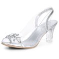 thumbnail image 1 of BLISSFUL STEP Sandales à Talon pour Femmes à Bride Arrière Transparente avec Fleurs et Strass, 1 of 7
