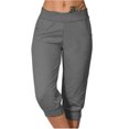 thumbnail image 1 of Timegard Womens Sweatpants Capri Pants Cinch Bottom Solid Color Cropped Joggers Workout Pants with Pockets, 1 of 6