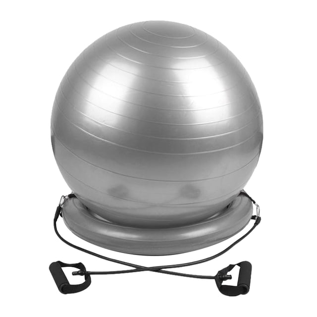 S SERENABLE 65cm Exercise Ball Chair Fitness Workout w/ Stability Base for Home Gym Gray