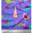 thumbnail image 1 of Soimoi Purple Cotton Voile Fabric Text & Bird Artistic Printed Fabric 1 Yard 42 Inch Wide, 1 of 5