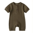 thumbnail image 1 of Wangsaura Newborn baby short-sleeved solid color knitted ribbed buttonjumpsuit, 1 of 4