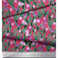 thumbnail image 2 of Soimoi Polyester Crepe Fabric Leaves & Tulip Floral Decor Fabric Printed Yard 52 Inch Wide, 2 of 3