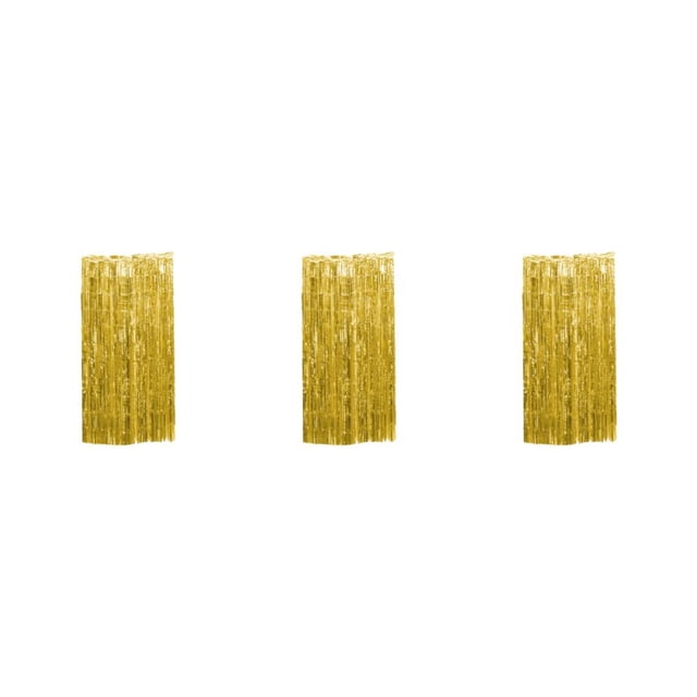 kurtrusly Foil Made Fringe Curtain For Graduation Party Decorations Birthday Party Decorations Tinsel Curtain Party Backdrop Gold 3Set