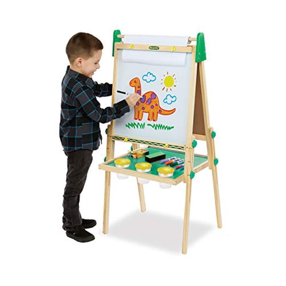 Crayola Kids Wooden Easel, Dry Erase Board & Chalkboard, Gift for Kids, Age 4, 5, 6, 7