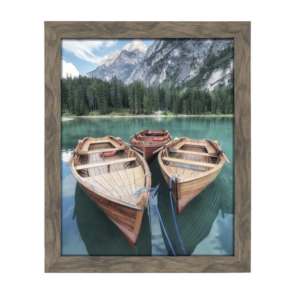 DesignOvation Museum 16" x 20" Gray Woodgrain Poster Frame
