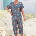 thumbnail image 2 of Pisexur Ensembles de Pyjama pour Femmes 2 Pcs Boho à Imprimé Floral Chemises de Nuit en Coton pour Femmes Décontractées Col Rond T-Shirts à Manches Courtes Hauts et Pantalons de Détente Longueur Genou Pyjamas Grande Taille pour Femmes Ensemble TG-4TG, 2 of 3