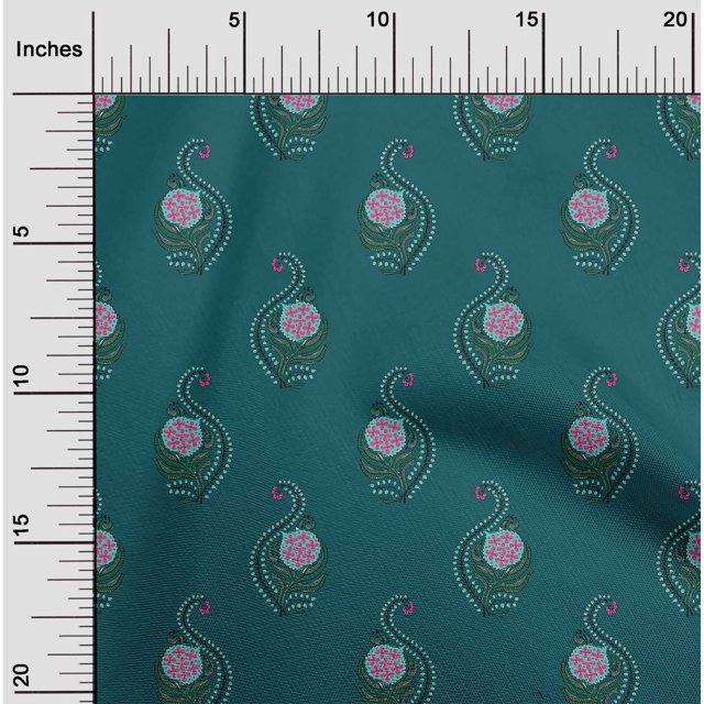 oneOone Polyester Lycra Feuilles & Imprimé Floral Bloc Tissu BTY 56 Pouces de Large