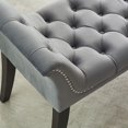 thumbnail image 2 of Contemporary Velvet & Solid Wood Bench in Grey, 2 of 8