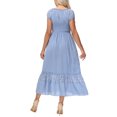 thumbnail image 3 of Women Renaissance Peasant Maiden Boho Inspired Cap Sleeve Lace Trim Maxi Dress, Sky Blue, XX-Large, 3 of 5