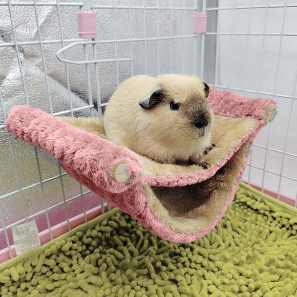 Fwttom Small Pet Cage Hammocks Double Layer Glider Hammocks Bed Warm Cage Hanging Hammocks for Guinea Pig Ferret Squirrels Hamster Rats Playing Sleeping