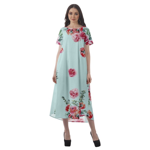 Moomaya Tunique à Manches Courtes pour Femmes, Robes de Cocktail en Coton Flex Imprimées