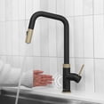 thumbnail image 2 of Stylish Single Handle Matte Black with Gold Pull Down Touchless Kitchen Faucet K-150NGM, 2 of 13