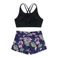 thumbnail image 4 of Oyolan Kids Girls Two Pieces Athletic Swimsuit Gym Sports Workout Tank Top with Booty Shorts Set Navy Blue 8, 4 of 7