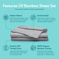 thumbnail image 4 of Sleepgram Draps de Lit Grand en Viscose de Bambou avec 2 Taies d'Oreiller, Pierre Grise, 4 of 11