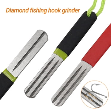 Aiguiseur d'Hameçons de Pêche Tranchant Antidérapant Portable à Trois Rainures Pierre Diamantée Hameçon de Pêche Lime de Meulage pour le Camping