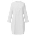 thumbnail image 4 of CHOK Robe-Chemise pour Femmes en Coton et Lin à Rayures, Col, Manches Longues, Décontractée, Ample, Maxi, avec Deux Poches, 4 of 5