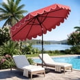 thumbnail image 2 of Costway Parasol de Patio 10 Pi avec Sacs de Sable à Base Lestée, Inclinaison à Bouton-Poussoir et Manivelle, Bourgogne, 2 of 10
