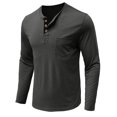 thumbnail image 4 of LOVZFMLL Men's Shirts, Solid Casual Button-Front Henley Shirt with Pocket, Essential Versatile, Crew Neck Relaxed Fit Fall Clothes, 4 of 5