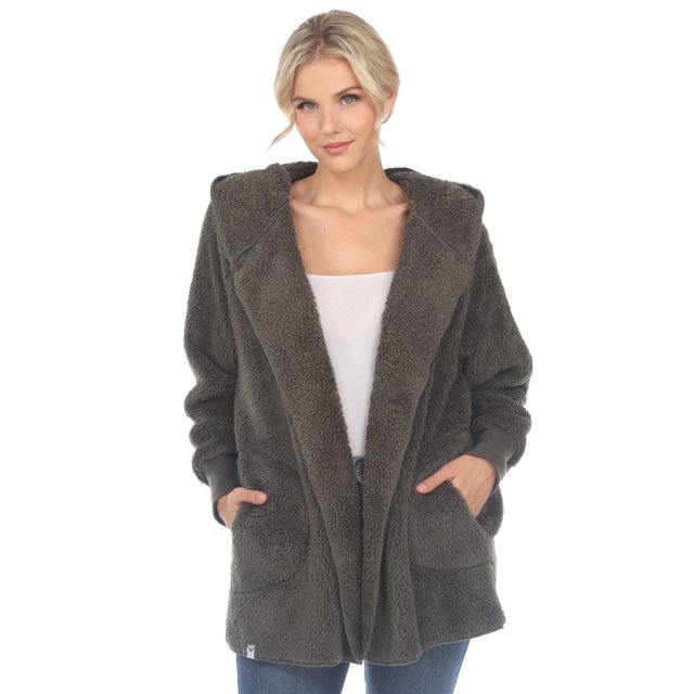 White Mark Cardigan à Capuchon en Peluche pour Femmes avec Poches