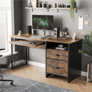 Bestier 55 inch Computer Desk with Drawers Keyboard Tray Home Office Desk