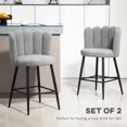thumbnail image 4 of HOMCOM Bar Stools Set of 2, Counter Height Stools with Back, Grey, 4 of 10
