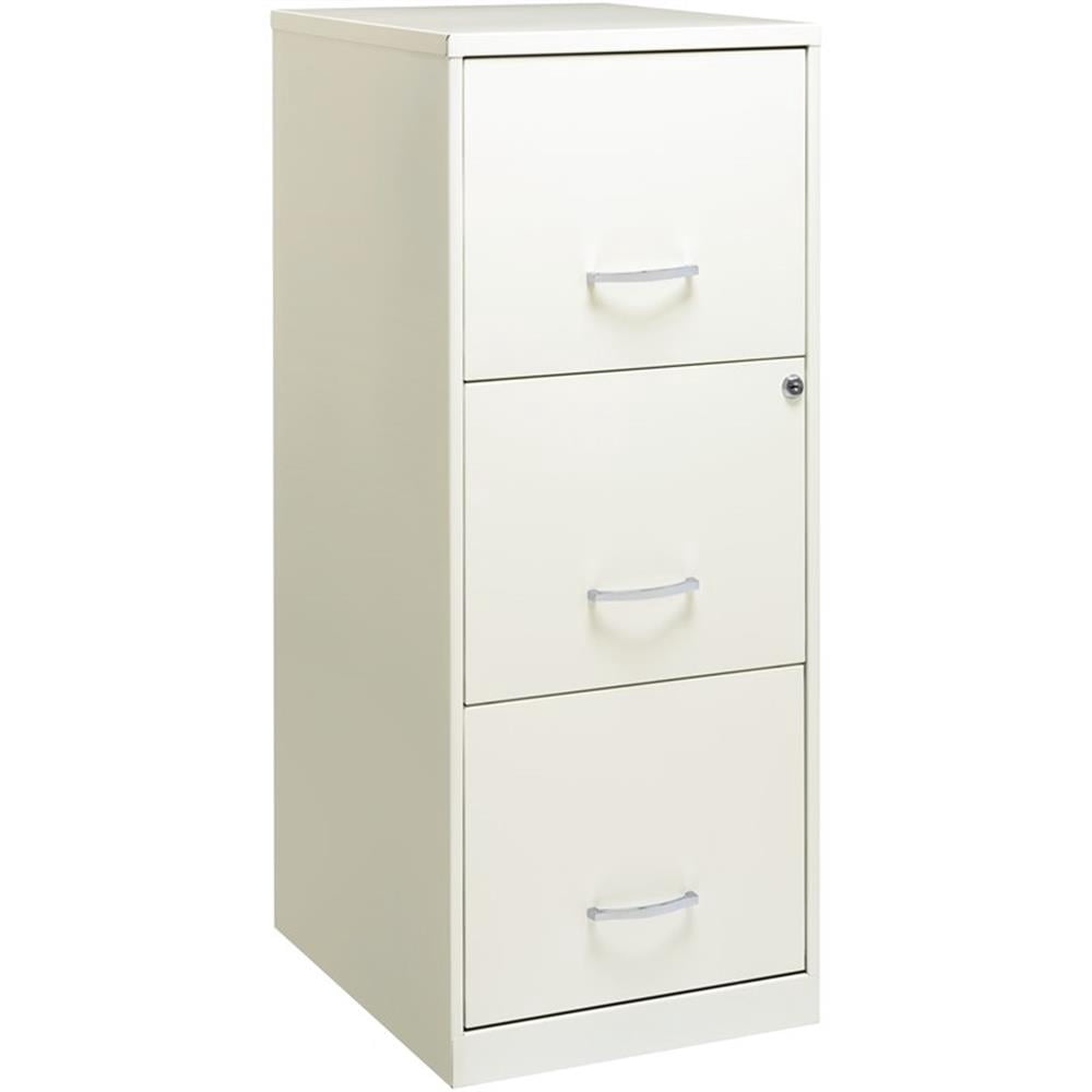 Scranton & Co Classeur Vertical Moderne en Métal à 3 Tiroirs avec Serrure, Blanc