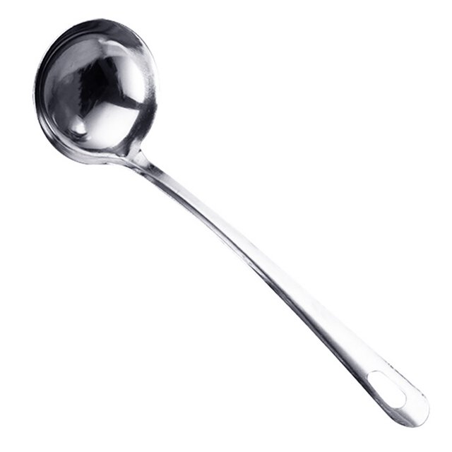 HEVIRGO Soup Ladle Colander Spoon High Temperature Resistant Long Handle Stainless Steel Hanging Hot Pot Scoop for Kitchen