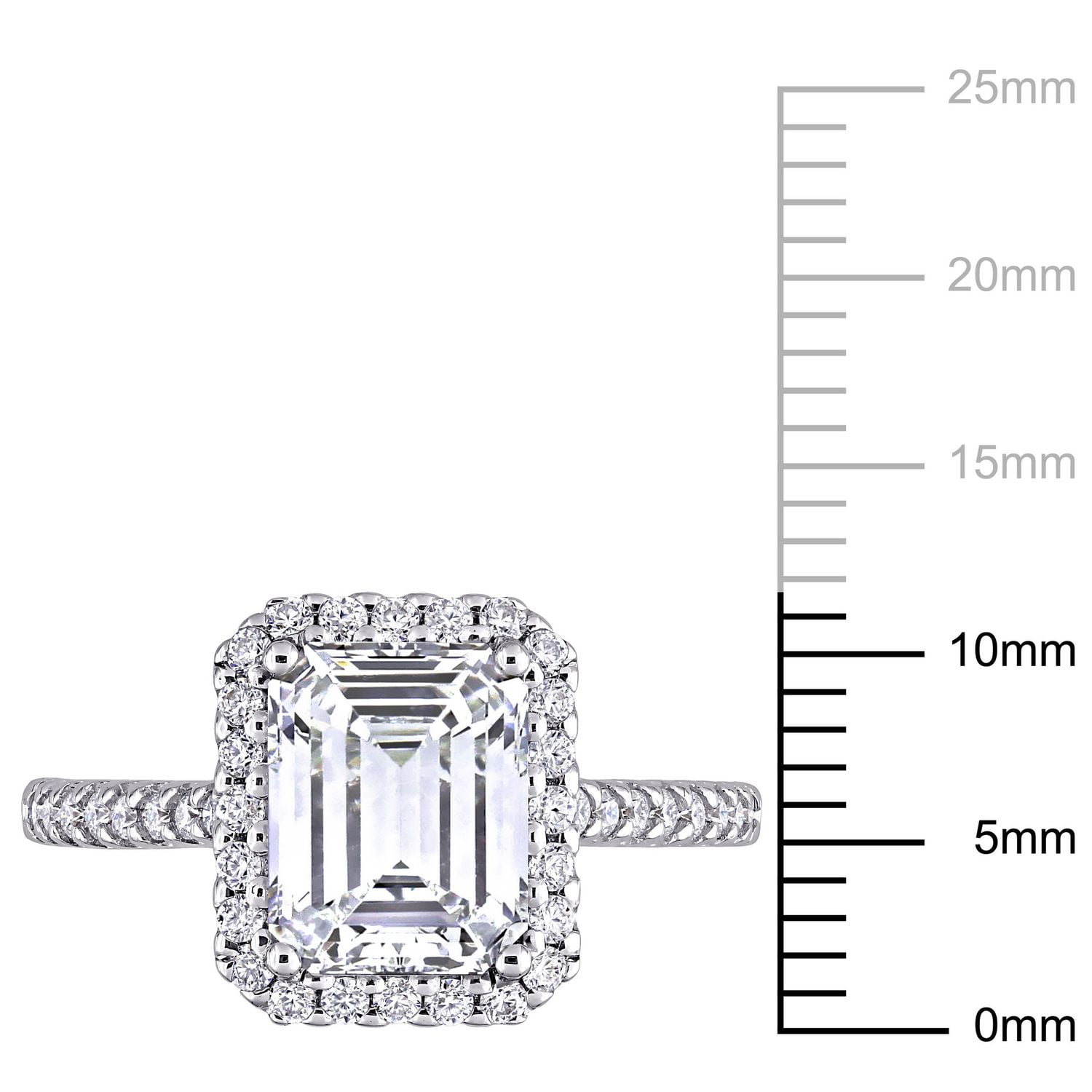 Bague de fiançailles halo Miabella avec moissanite 2-7/8 carats p.g.t. en or blanc 10K