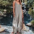 thumbnail image 2 of Plebaso Women's V Neck Sleeveless Jumpsuits Loose Spaghetti Strap Casual Wide Leg Rompers with Pockets, 2 of 7