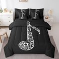 thumbnail image 1 of Abstract Musical Notes Bed in a Bag King Size Comforter Set 7 Pieces,Guitar Bedding Sets Modern Rock Music Sheet Set with Comforter,Fashion Hip Hop Bed Set, 1 of 6