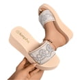 thumbnail image 4 of Commforr Women's Rhinestones Platform Sandals Slides Sparkly Crystal Summer Open Toe Slip-on Comfort Soft Sole Home Outdoor Non-Slip Slipper, Beige, 39, 4 of 8