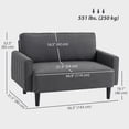 thumbnail image 3 of HOMCOM Loveseat, Linen Fabric Upholstered 2 Seater Sofa Couch, Dark Grey, 3 of 10