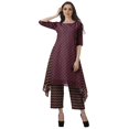 thumbnail image 2 of Moomaya Ensemble Kurti Kurta Pantalon pour Femmes Col Bateau Imprimé Robe 2 Pcs Tenue Ethnique, 2 of 6