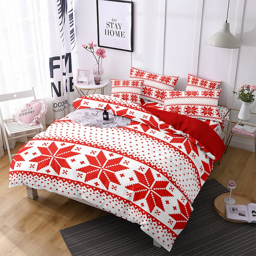 Innerwin Quilt Sets Printed Coverlet Set 3 Pieces Christmas Comforter Bedspread Lightweight Microfiber Breathable Ultra Soft Decor Style H Twin