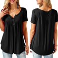thumbnail image 4 of MesaSe Tunique à Basque Ample à Col en V pour Femmes, Hauts d'Été Amples à Manches Courtes, Blouse Décontractée Blanche XXXXXL, 4 of 6