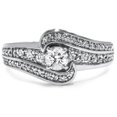 thumbnail image 1 of 3/4ct Diamond Pave Twist Round Engagement Ring 14K White Gold, 1 of 3