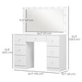 thumbnail image 3 of HOMCOM Makeup Vanity Desk with Lighted Mirror 7 Drawers 10 LED Lights White, 3 of 10