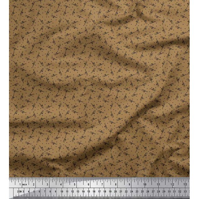 Soimoi Velvet Fabric Triangle & Saxophone Musical Instrument Printed Craft Fabric by The Yard 58 Inch Wide