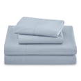 thumbnail image 1 of Beautiful Solid 4-Piece Percale Cornflower Blue Sheet Set, Double by Drew Barrymore, 1 of 5