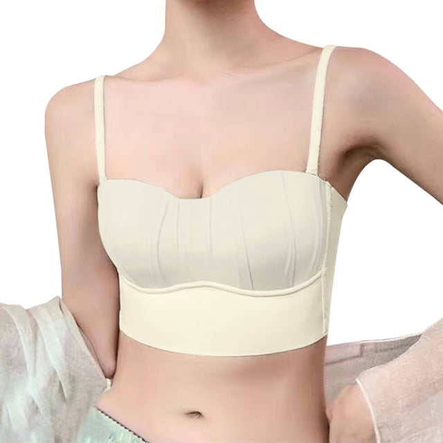 Fgnfyis Thin Padded Bra with Removable Padding Seamless Full Coverage Bras for Women Adjustable Underwire Lingerie Solid Color Womens Bras Light Yellow S