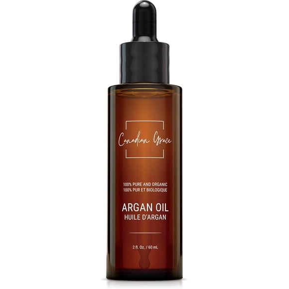 Canadian Grace Organic Morocco Argan Oil, Best Cosmetic Care For Hydrated Skin, Smooth Hair & Healthy Nails, Premium Grade Natural Oil For All Hair Types - 60ml