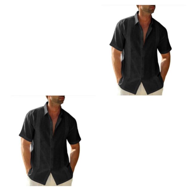 pitrice Men Shirt Casual Short Sleeve Breathable Replacement Button Down Solid Color Fashionable Home Dating Shirts Top Black M 2Set